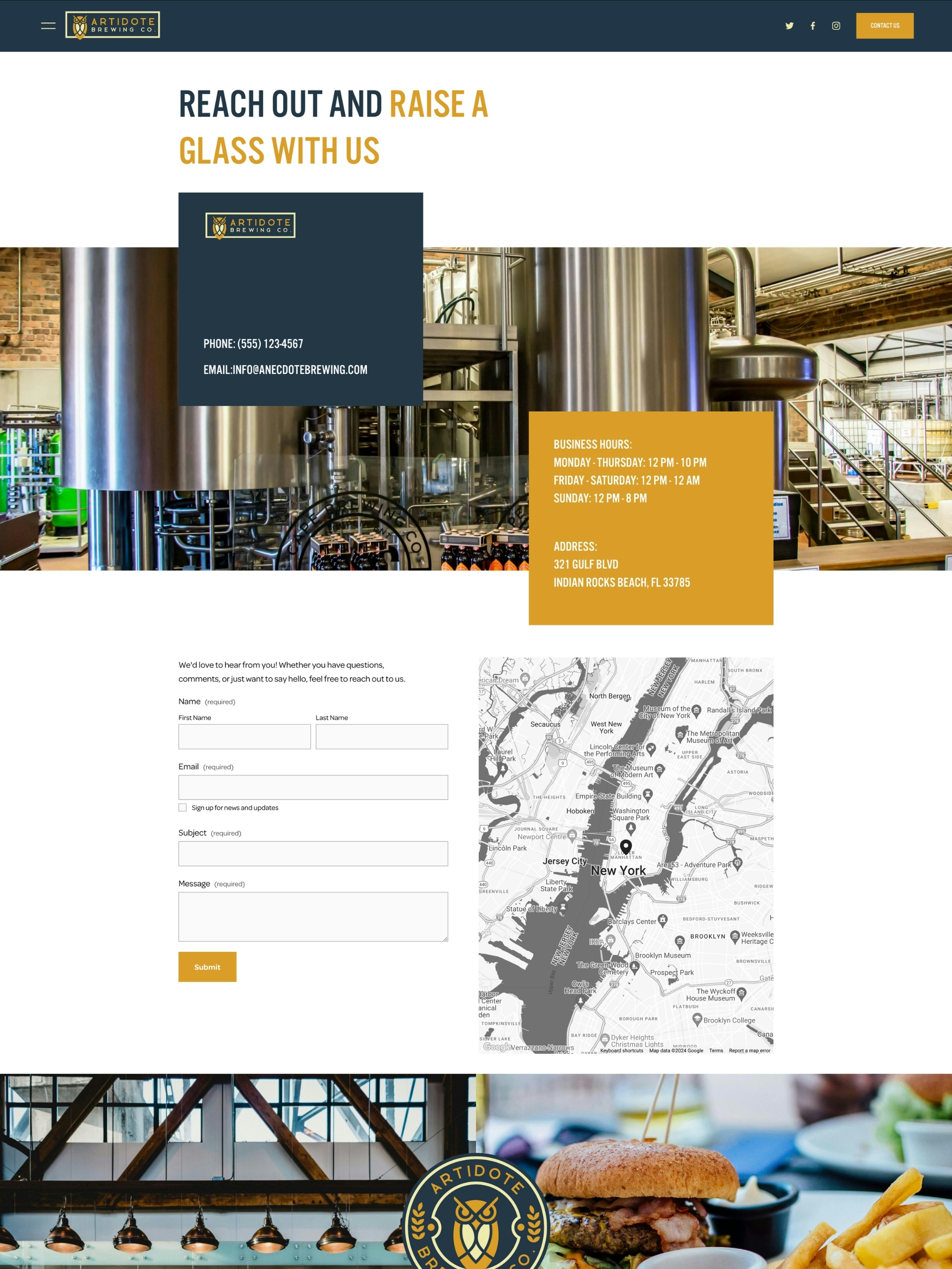 Artidote Brewing - Contact Screenshot