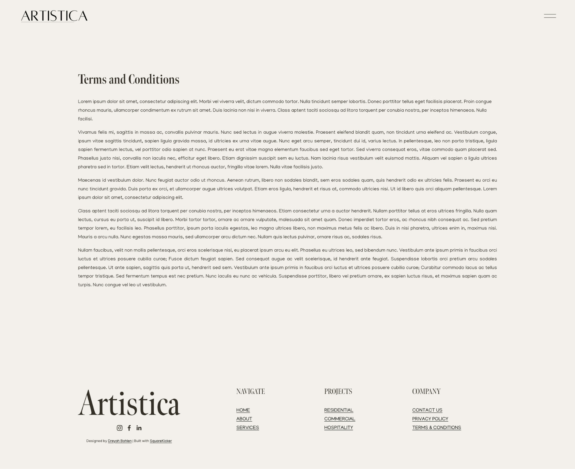 Artistica - Terms And Conditions Screenshot