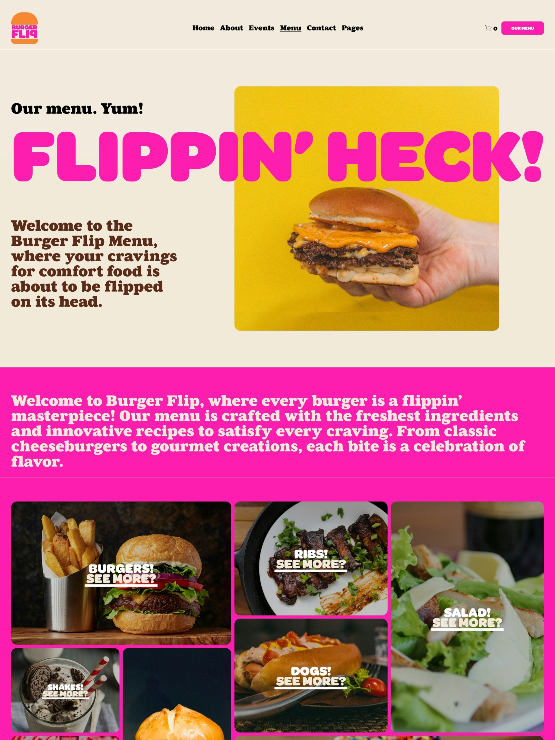 Burger Flip - Menu Screenshot