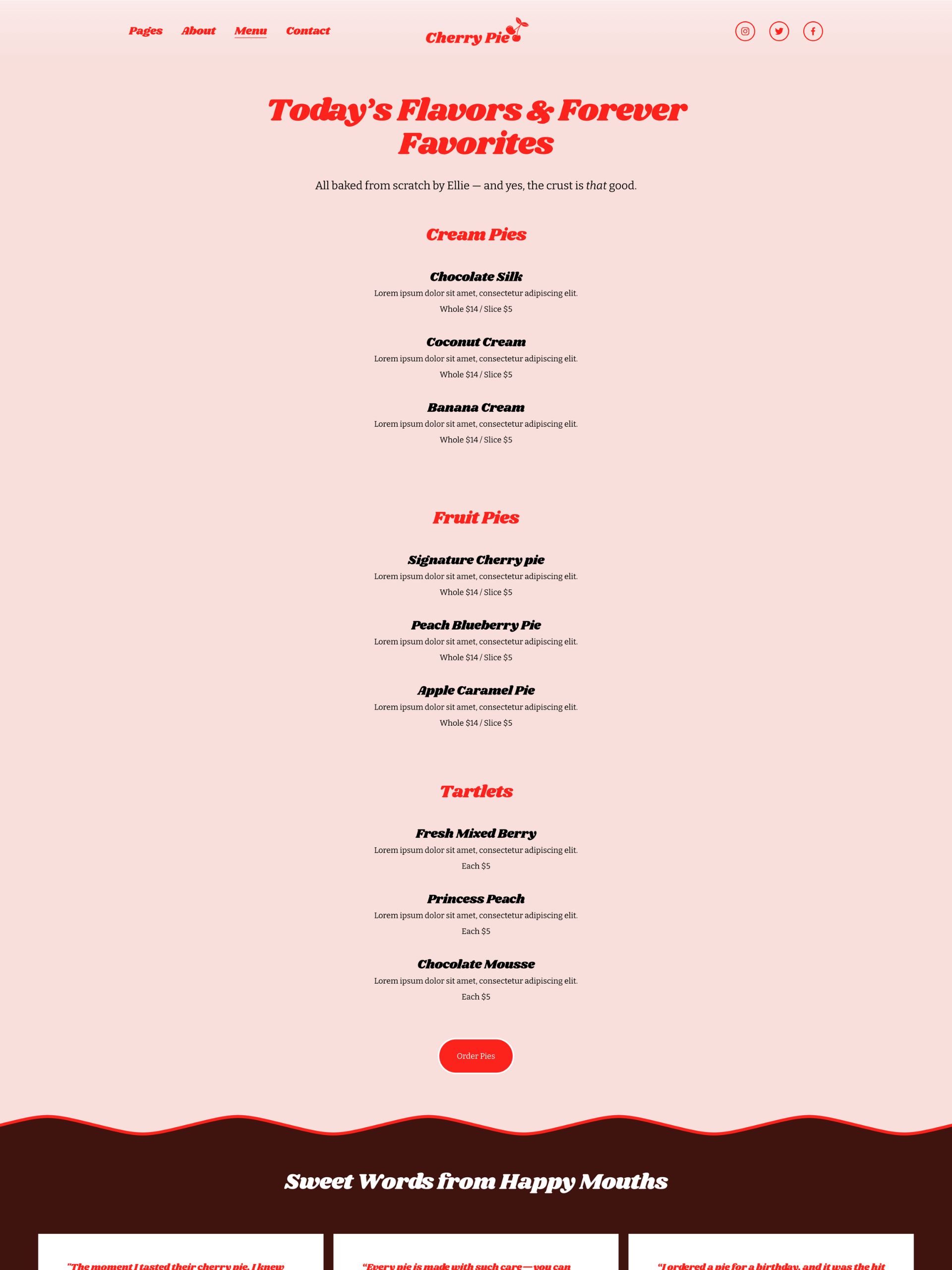 Cherry Pie - Menu Screenshot
