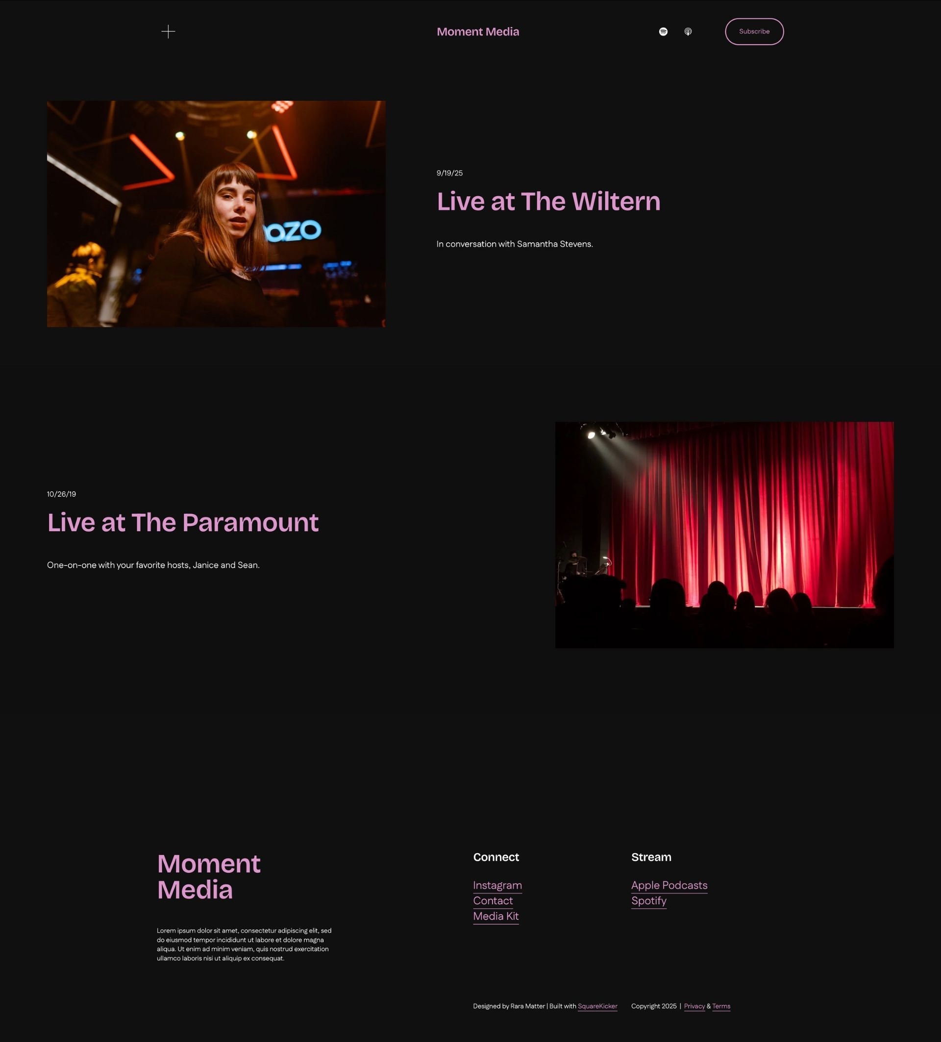 Moment Media - Events Screenshot