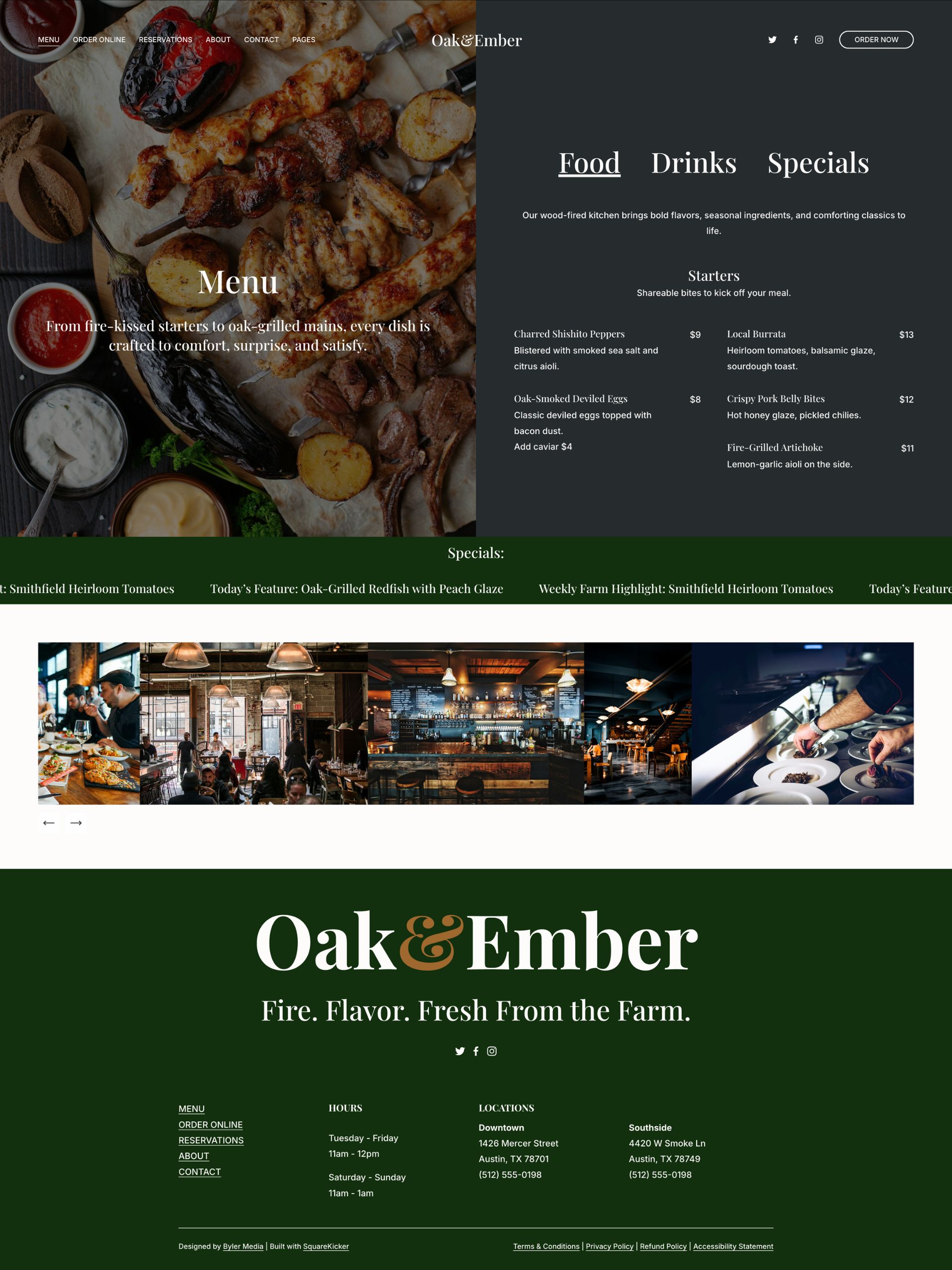 OakEmber - Menu Screenshot