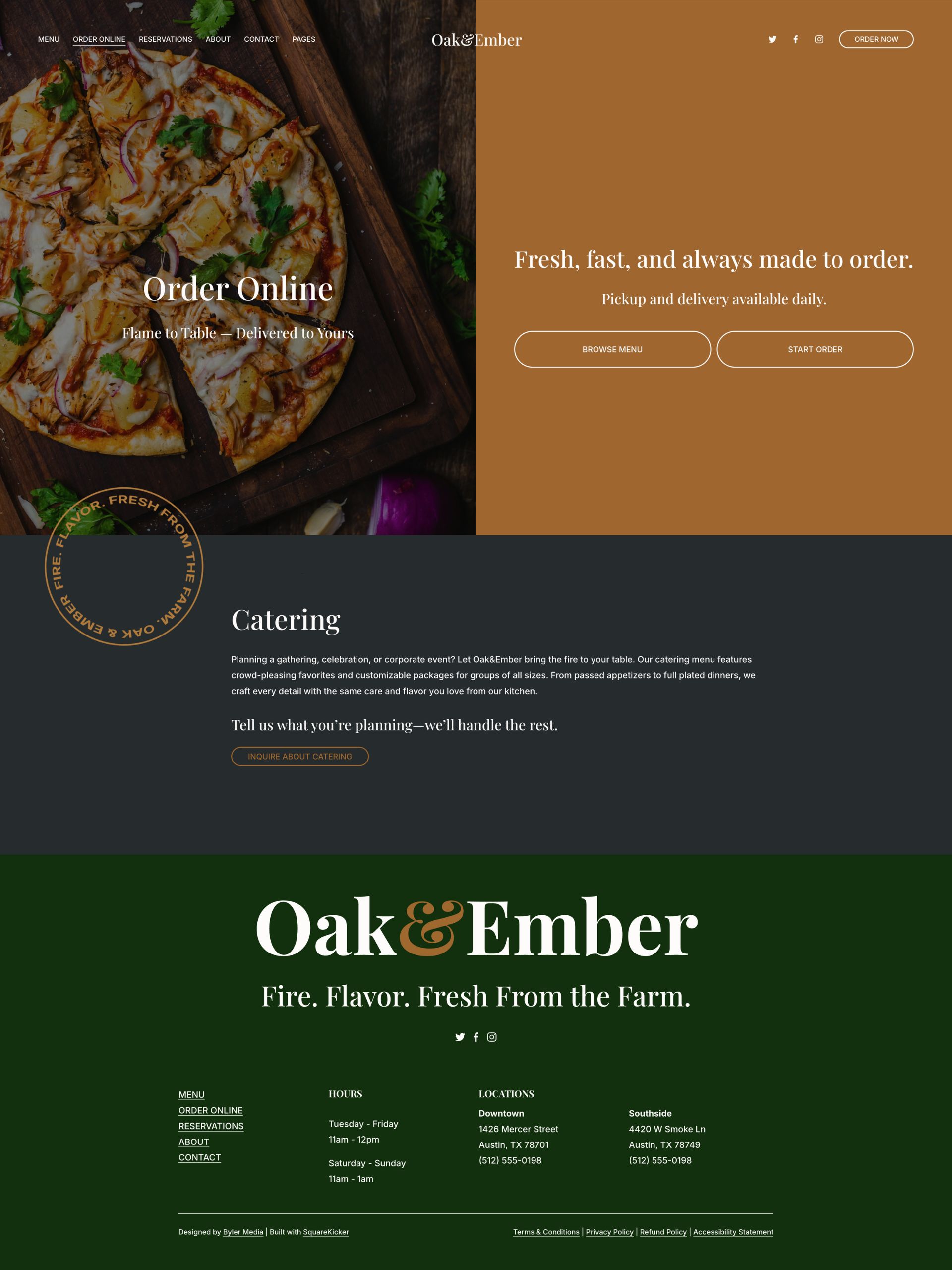 OakEmber - Online Order Screenshot