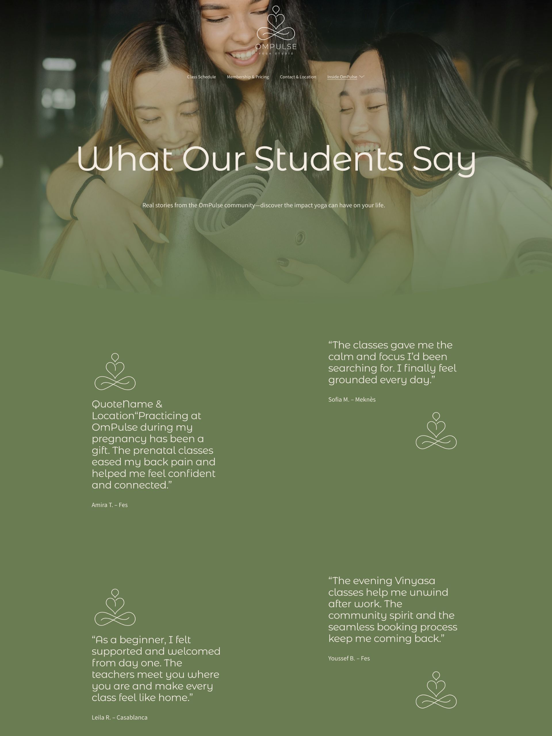 OmPulse - Testimonials Screenshot