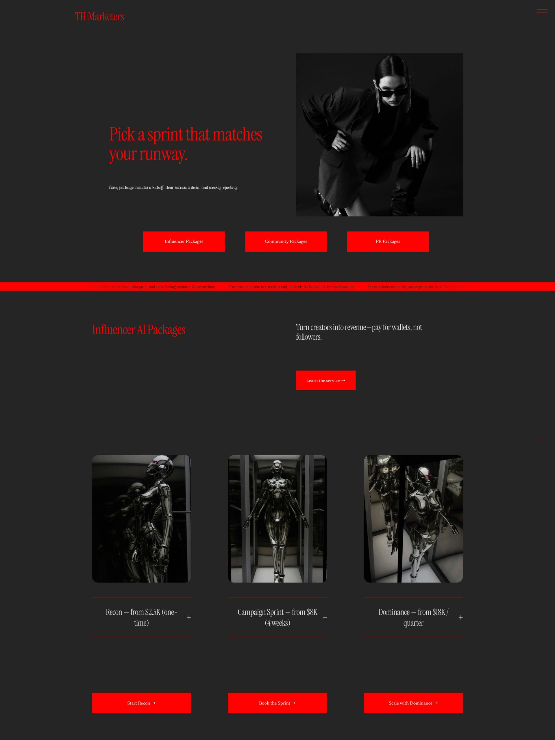 TH' Marketers - Pricing Packages Screenshot