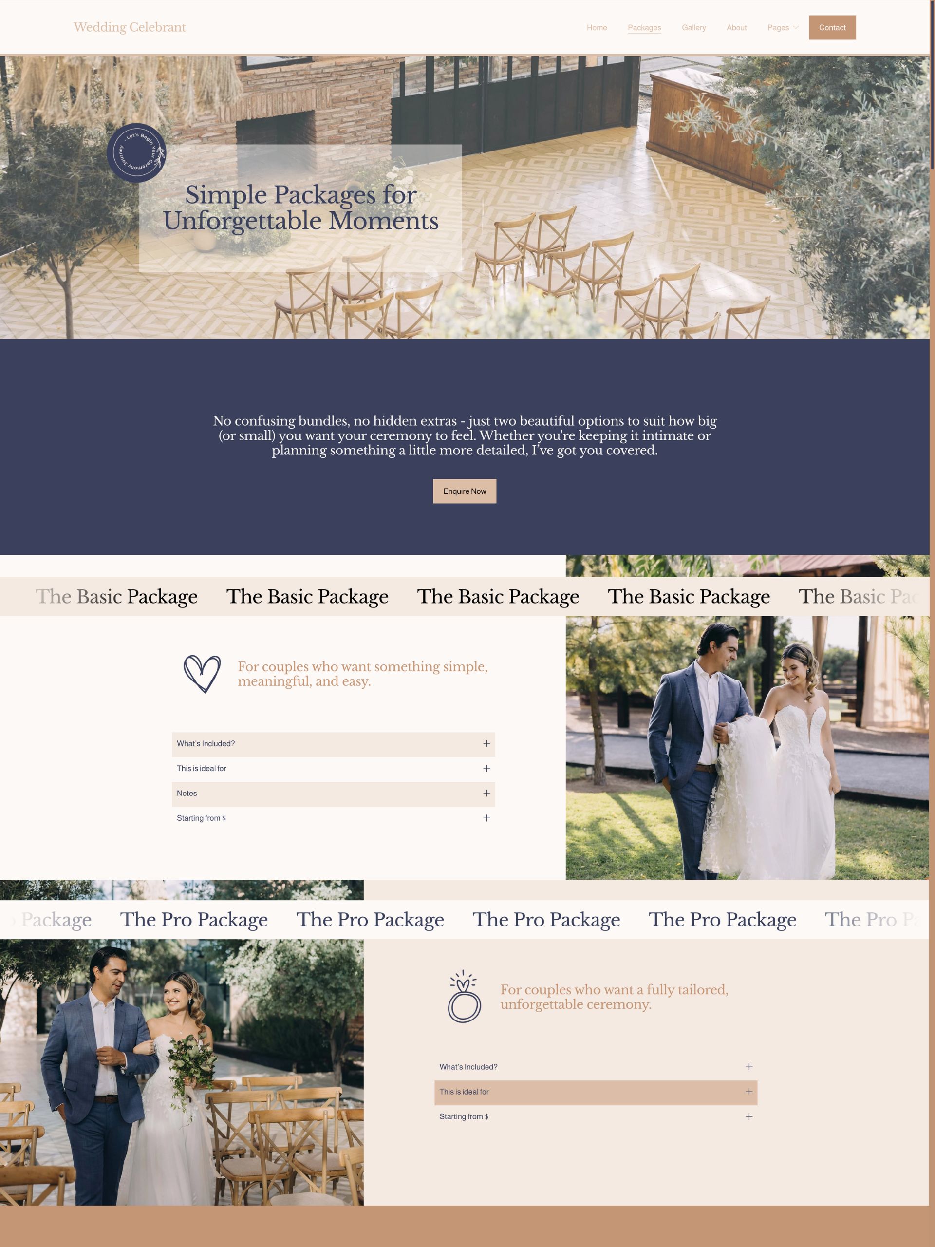 Wedding Celebrant - Packages Screenshot