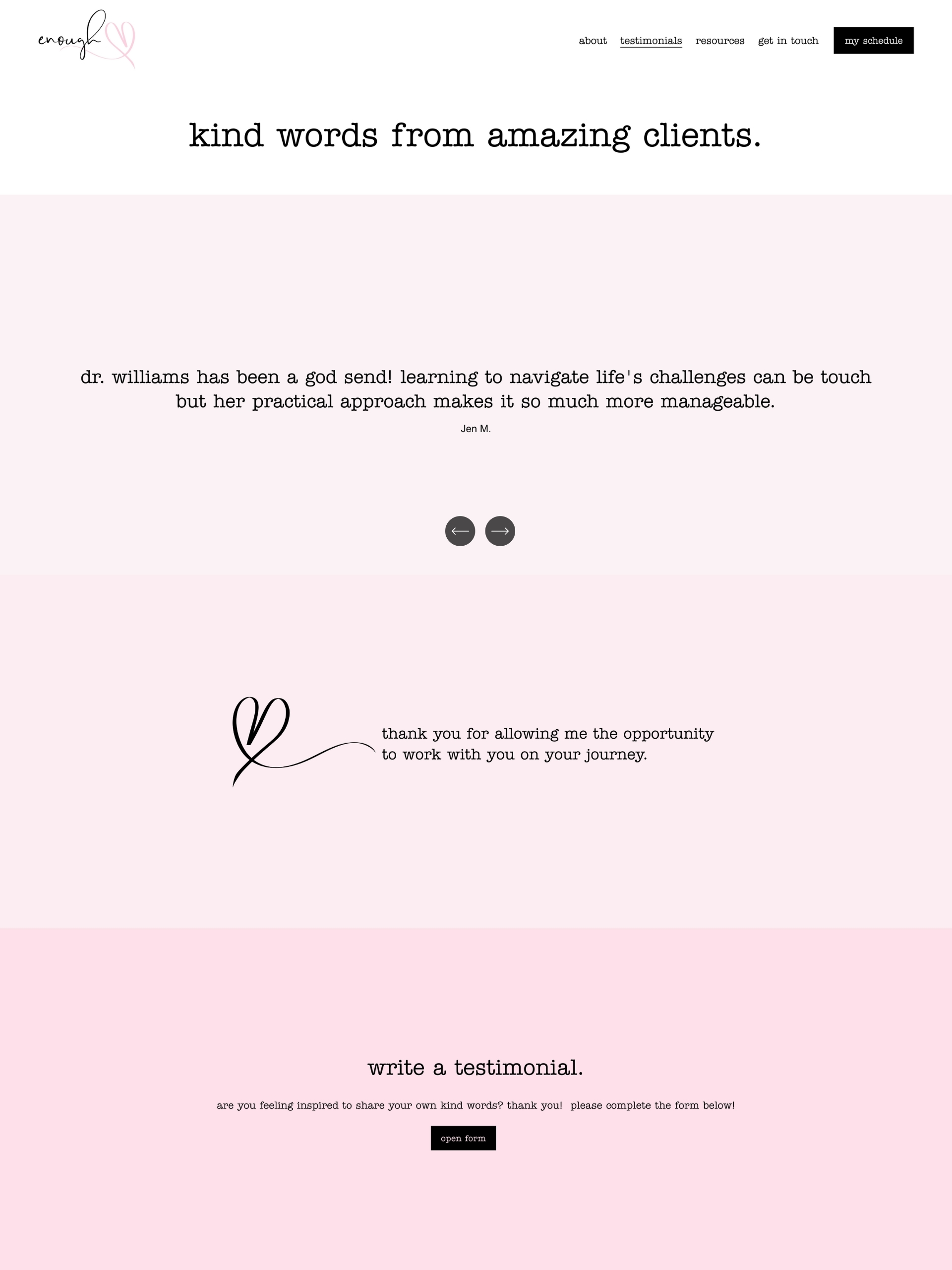 Enough - Testimonials Mg X Cg7 Wm7d K0 Dn Gb Ne Rs Tb7 B Pi Ushn Screenshot