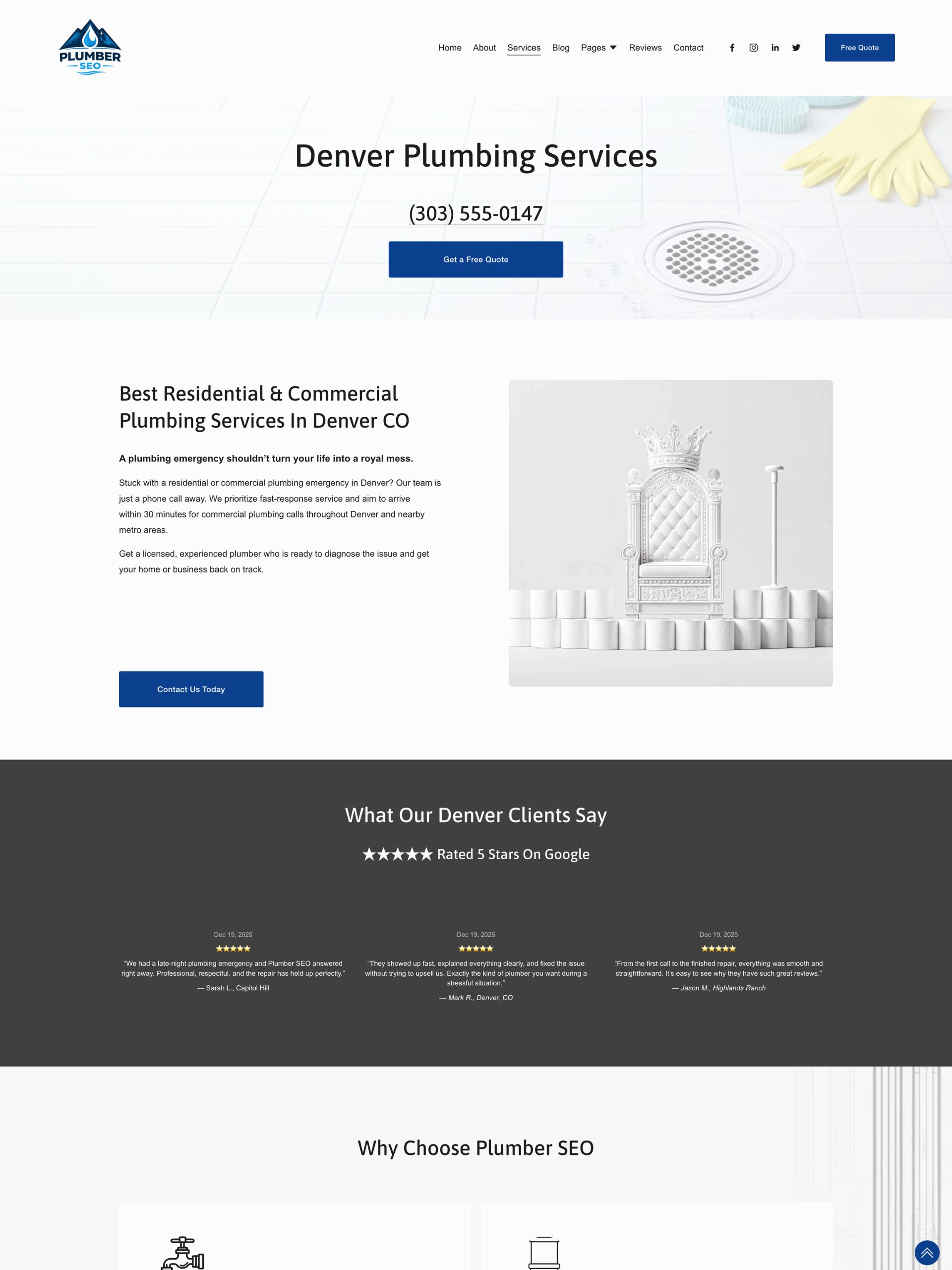 Plumber SEO - Services Screenshot